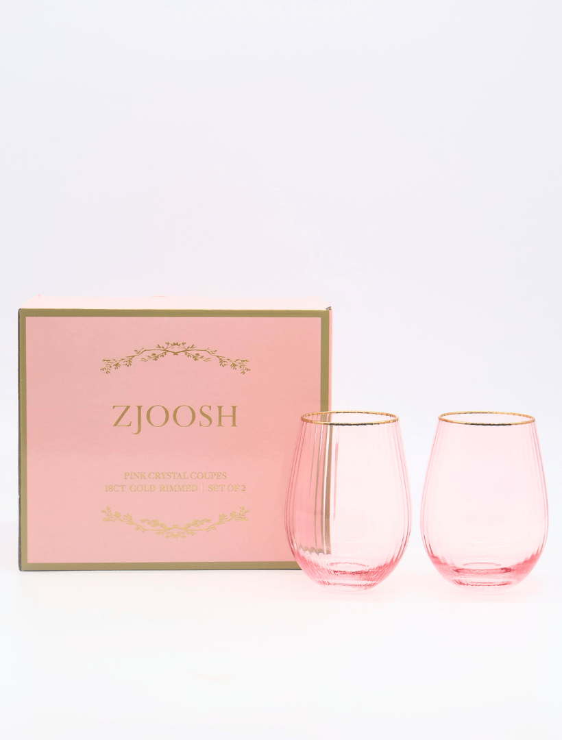 Soiree Crystal Gin Tumblers Pink (Set of 2) - Zjoosh