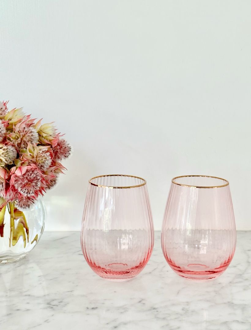 Soiree Crystal Gin Tumblers Pink (Set of 2) - Zjoosh