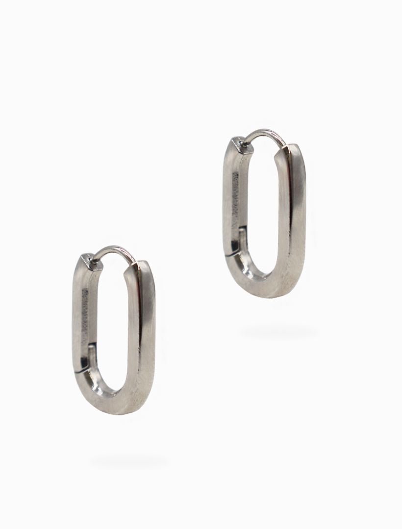 Solid Oval Lever Hoops Silver - Zjoosh