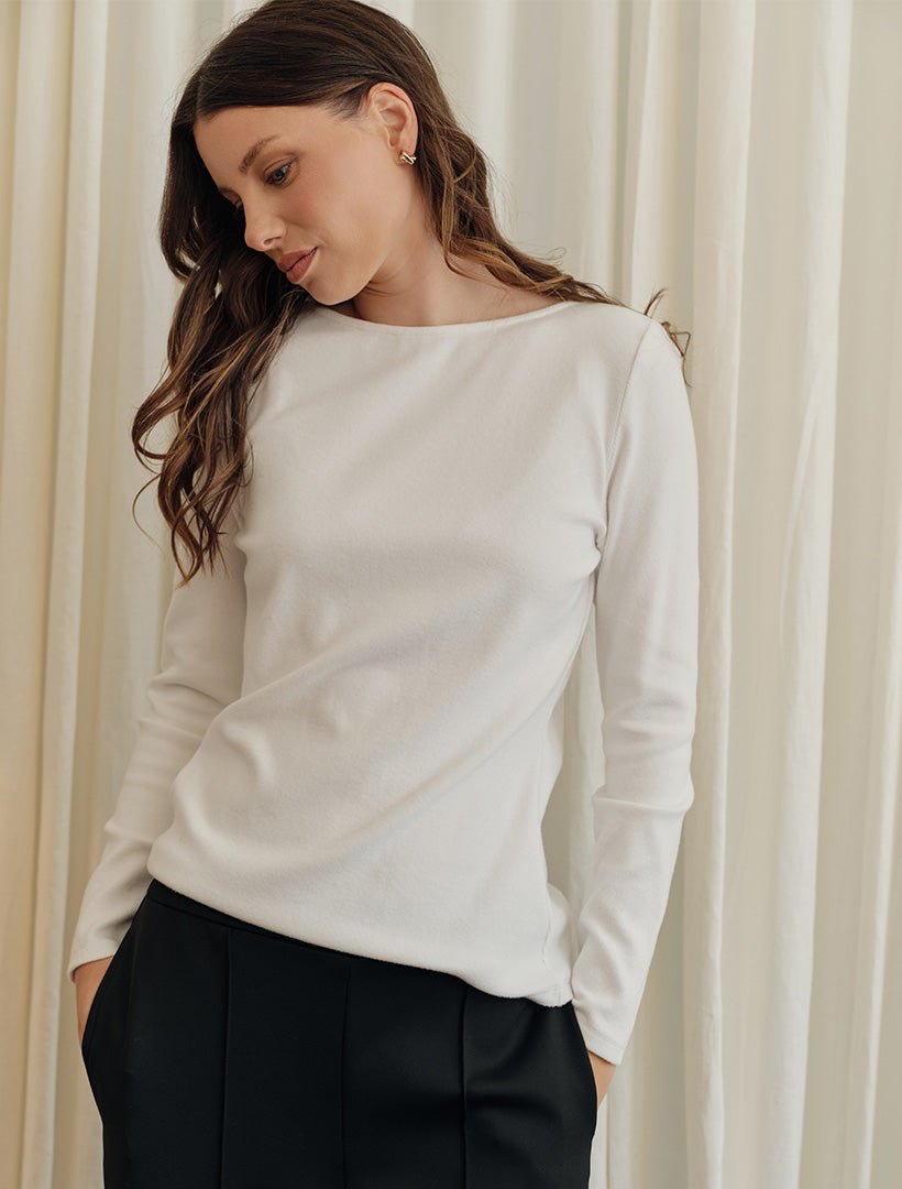 Sophia Long Sleeve Top White - Zjoosh