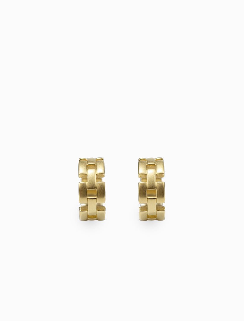 Square Link Hoops Gold - Zjoosh
