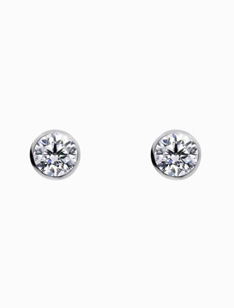 Ss 5Mm Wh Cz Bezel Studs - Zjoosh