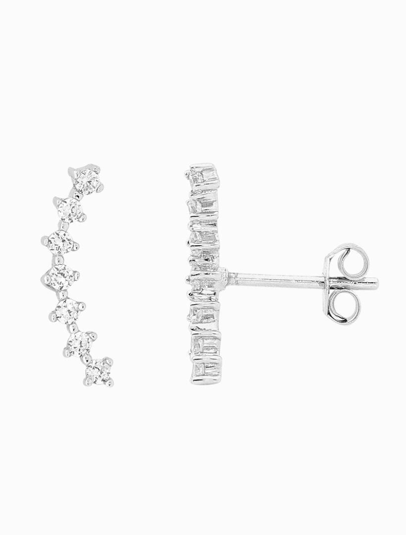 Ss Wh Cz 7 Claw Set Curved Row Studs - Zjoosh