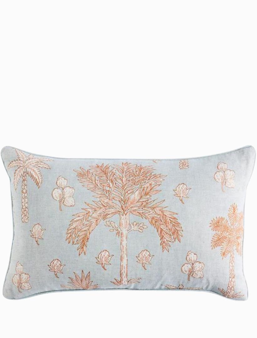 St Lucia Palm Linen Cushion 30cm x 50cm - Zjoosh