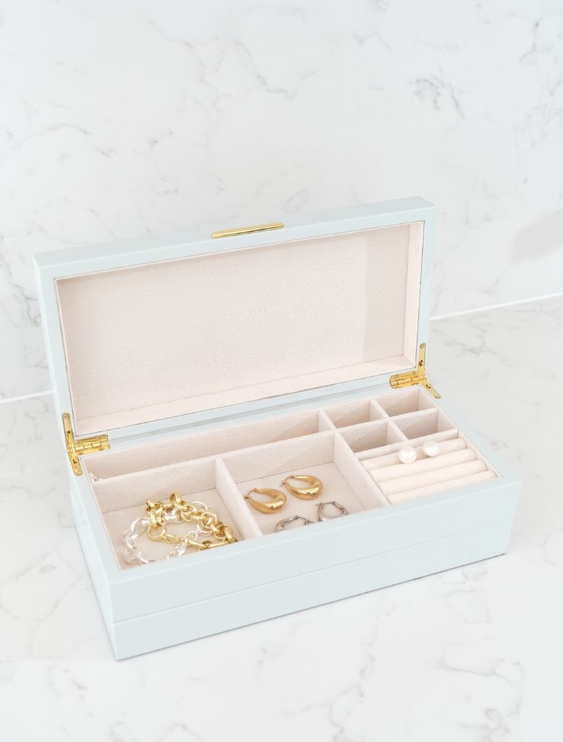 Stacking Lacquered Jewellery Box Blue Large - Zjoosh