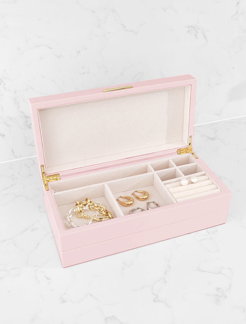 Stacking Lacquered Jewellery Box Pink Large - Zjoosh