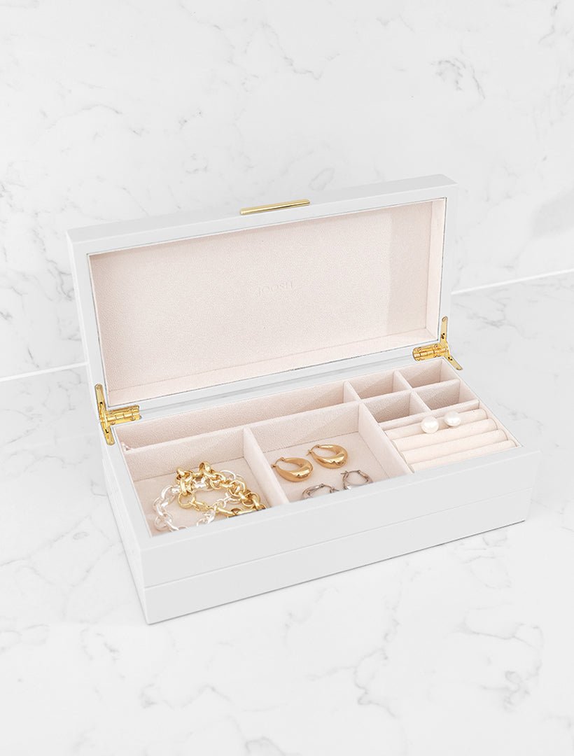 Stacking Lacquered Jewellery Box White Large - Zjoosh