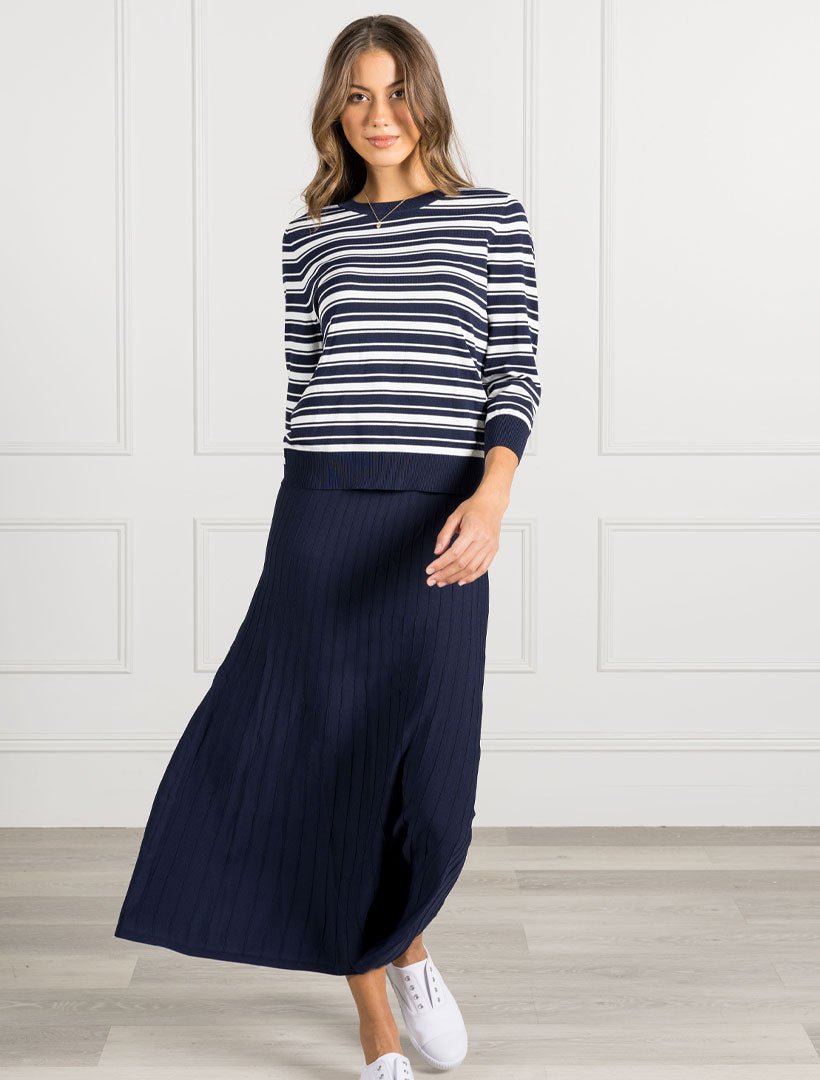 Sunray Knit Skirt Navy - Zjoosh