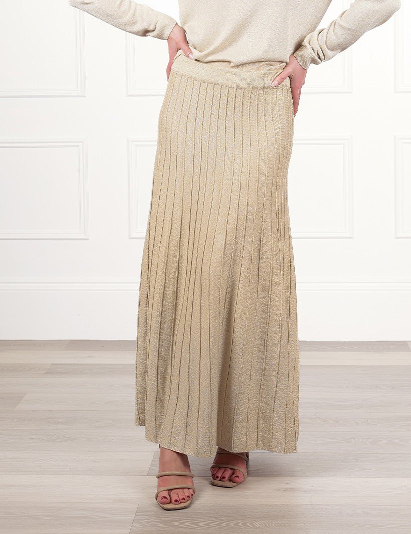 Sunray Sparkle Knit Skirt Gold - Zjoosh