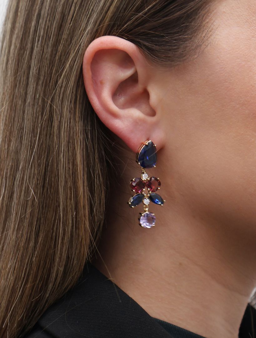 Symposium Agnes Drop Earrings Navy - Zjoosh