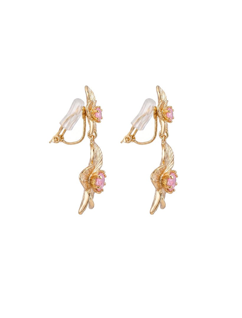 Symposium Bagnoli Drop Earrings Clip On Pink - Zjoosh
