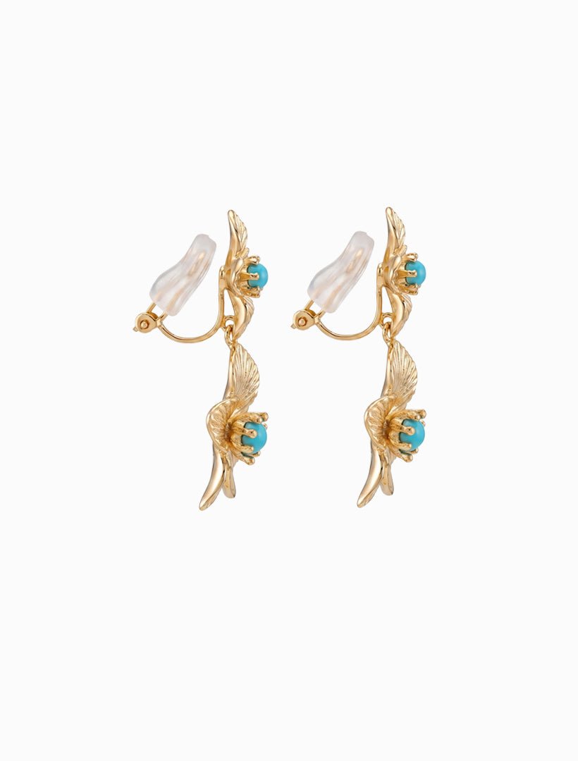 Symposium Bagnoli Drop Earrings Clip On Turquoise - Zjoosh