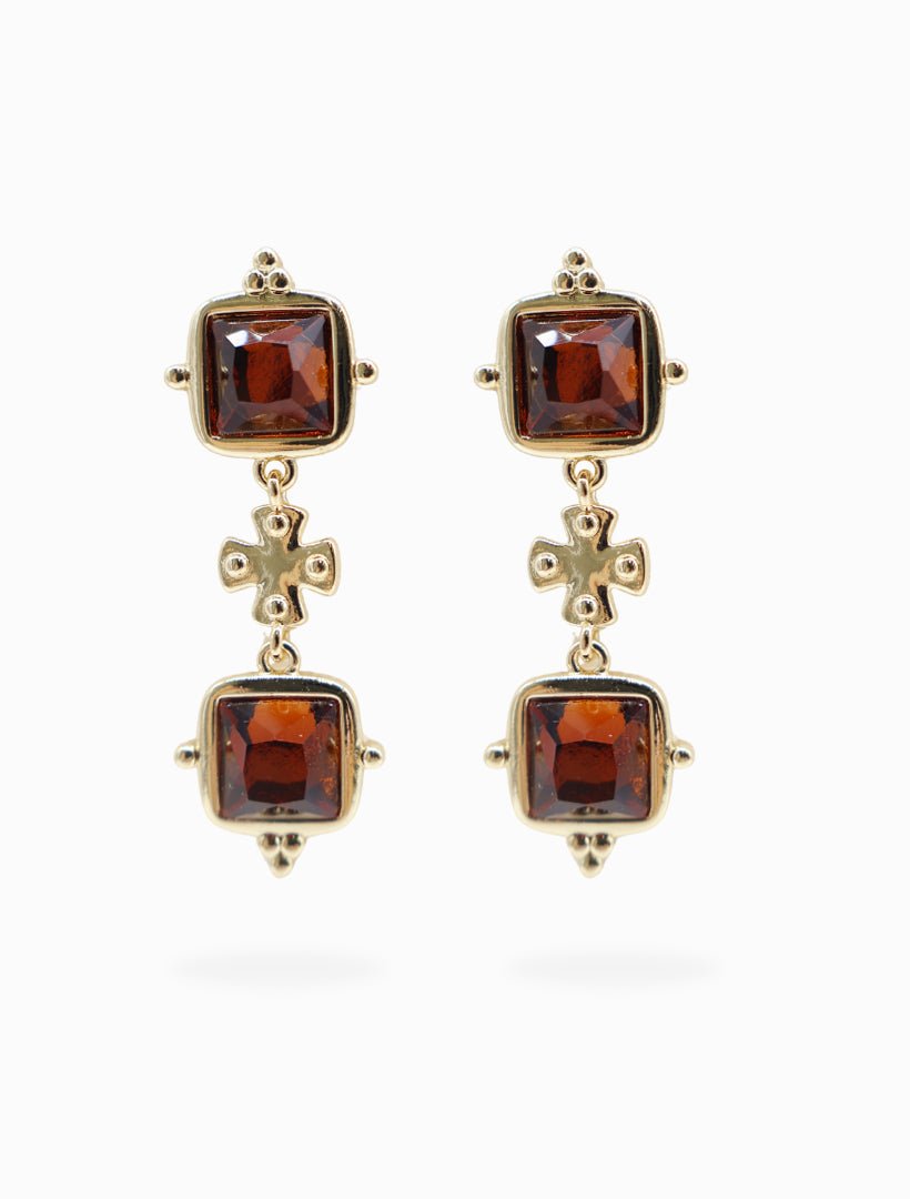 Symposium Elena Drop Earrings Amber - Zjoosh