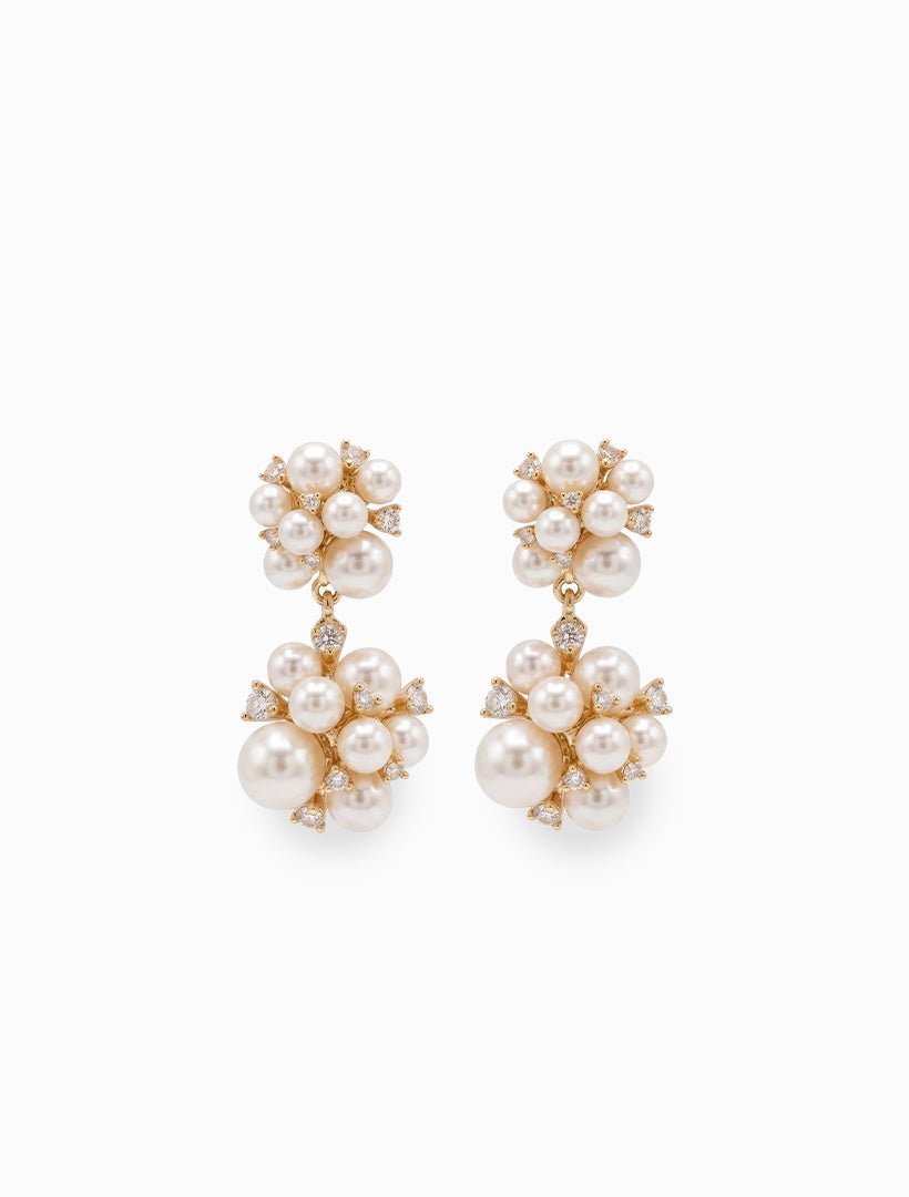 Symposium Pearl Cluster Drops Clip Ons - Zjoosh