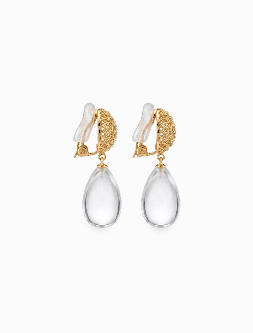 Symposium Tiberio Earrings Clip Ons Clear - Zjoosh