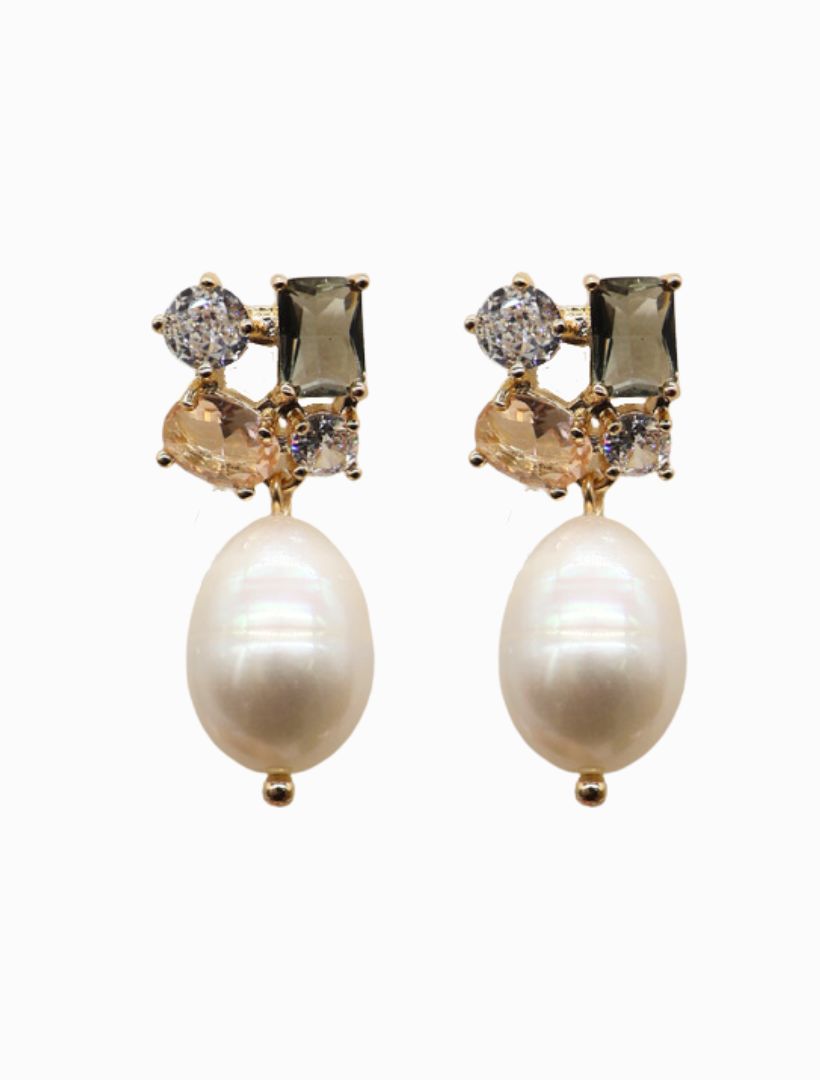 Symposium Champagne Grey Crystal and Pearl Drops
