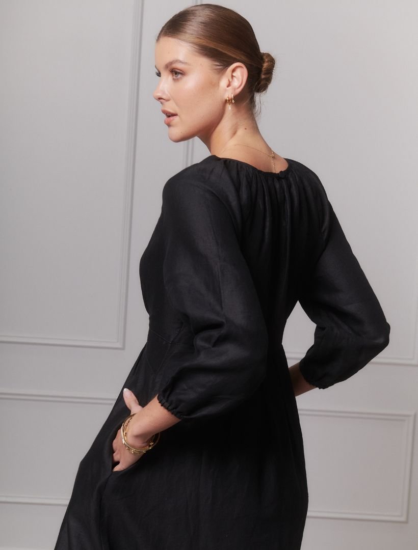 Tabby Long Sleeved Dress Black - Zjoosh