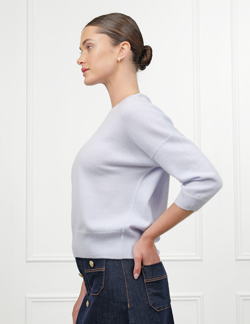 Tara Cashmere Knit Tee Blue - Zjoosh