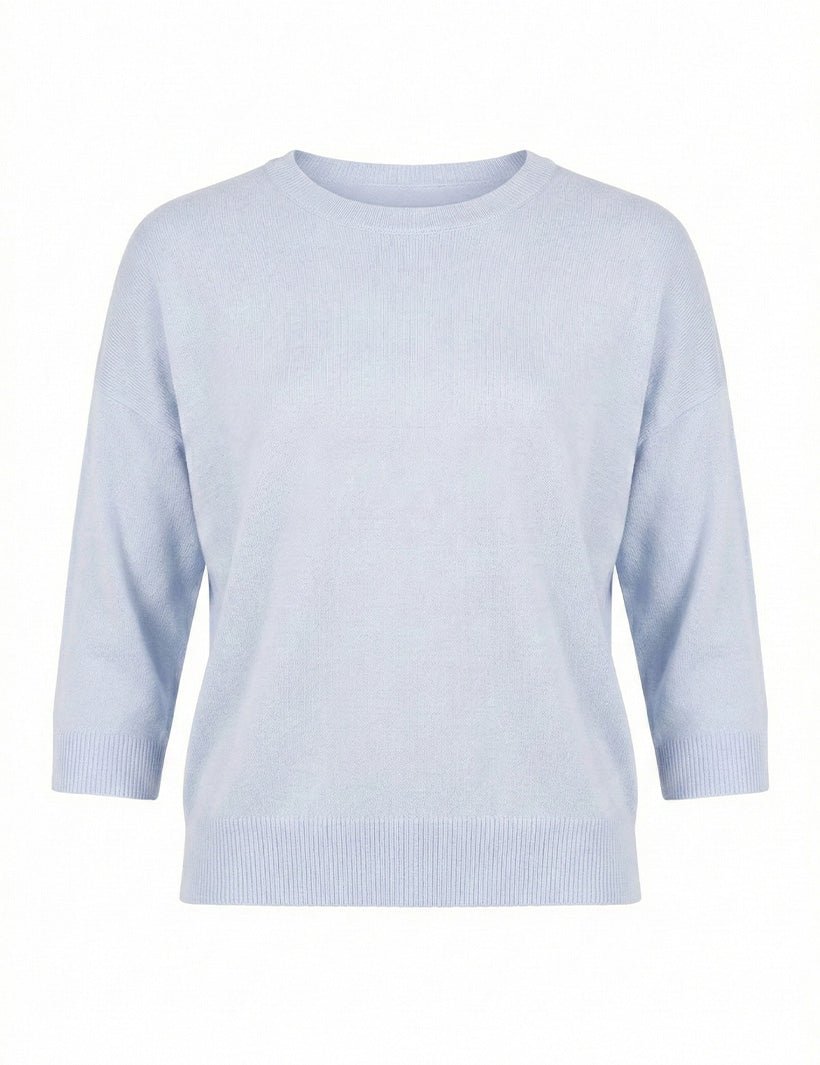 Tara Cashmere Knit Tee Blue - Zjoosh