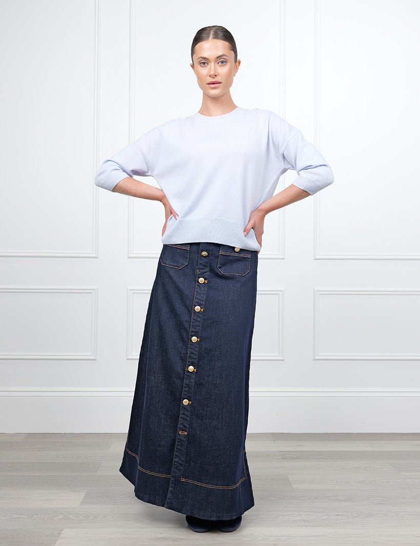 Tara Cashmere Knit Tee Blue - Zjoosh