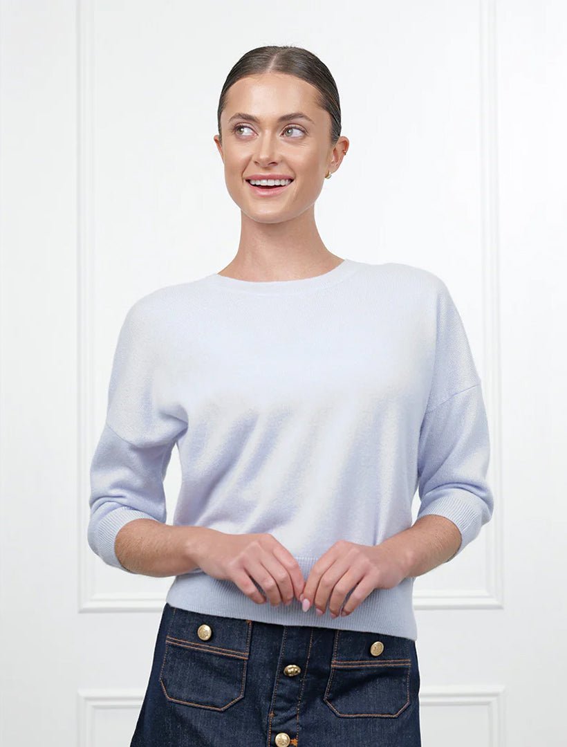 Tara Cashmere Knit Tee Blue - Zjoosh
