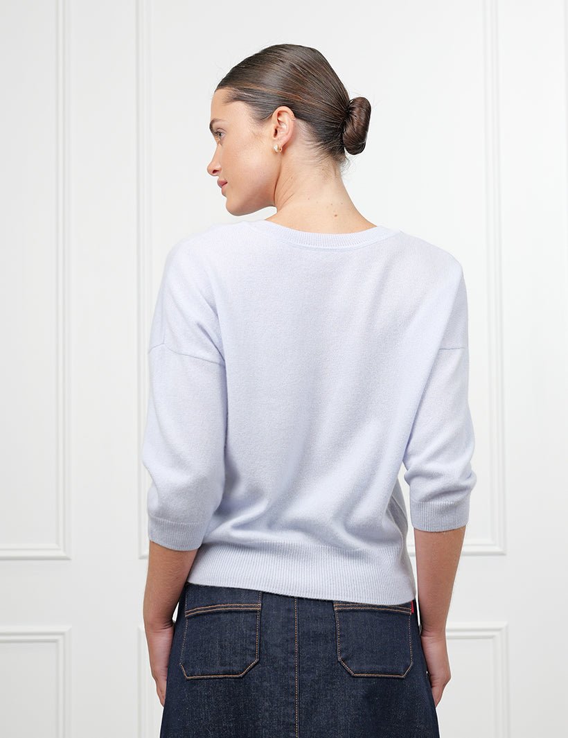 Tara Cashmere Knit Tee Blue - Zjoosh