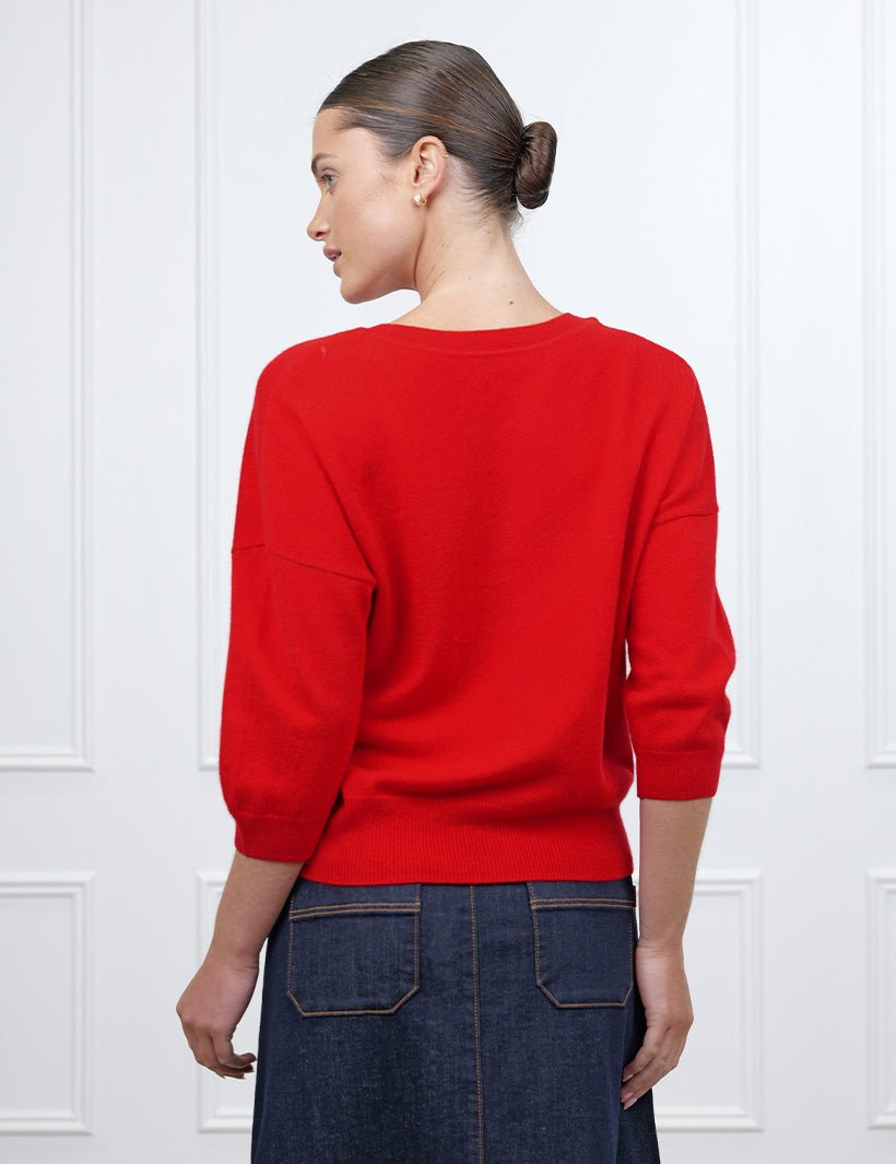 Tara Cashmere Knit Tee Red - Zjoosh