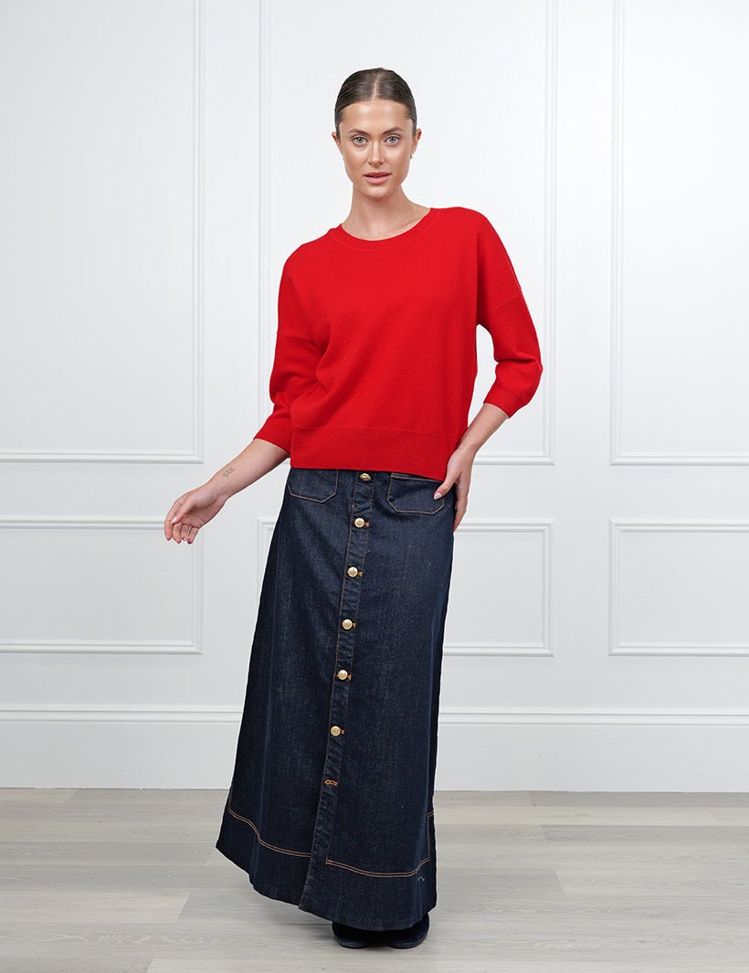Tara Cashmere Knit Tee Red - Zjoosh