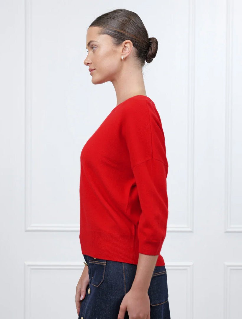 Tara Cashmere Knit Tee Red - Zjoosh