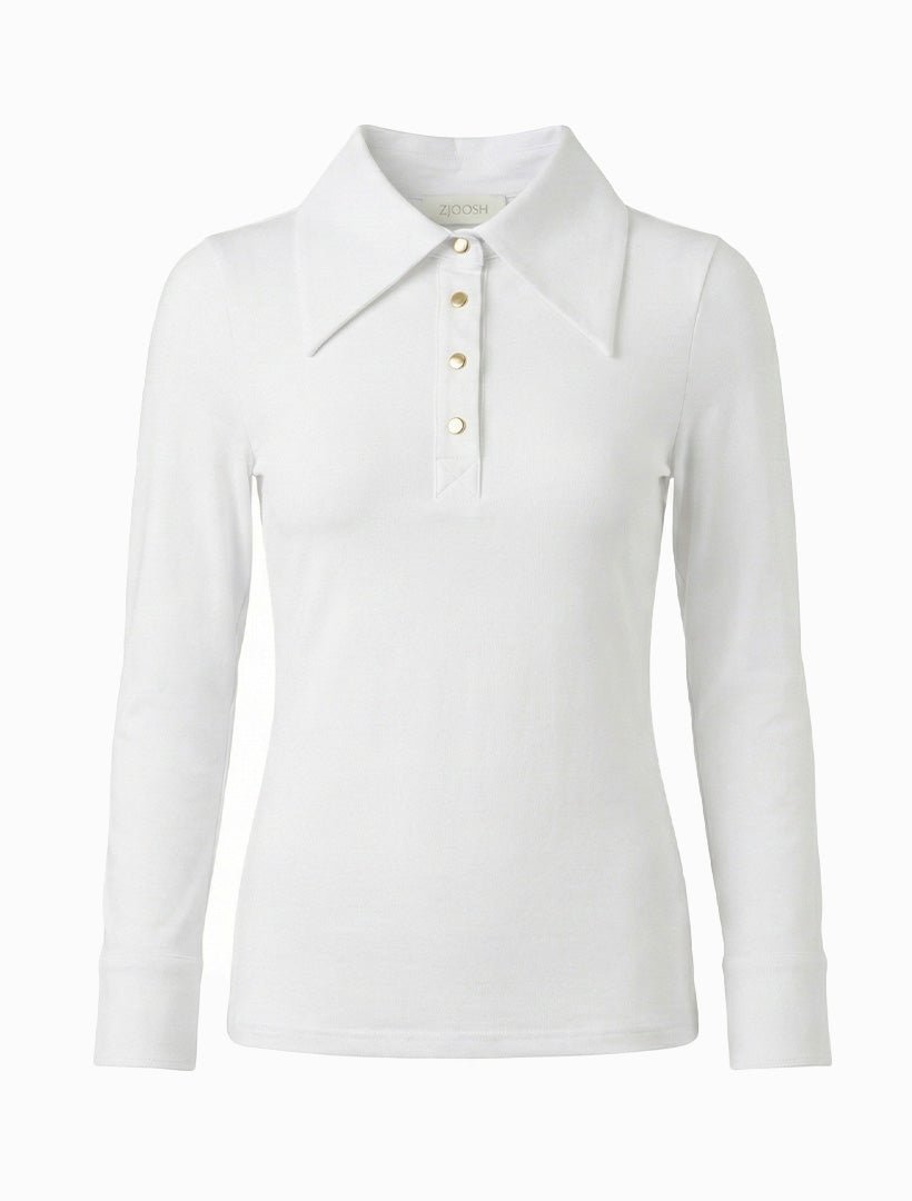 Taylor Long Sleeve Top White - Zjoosh