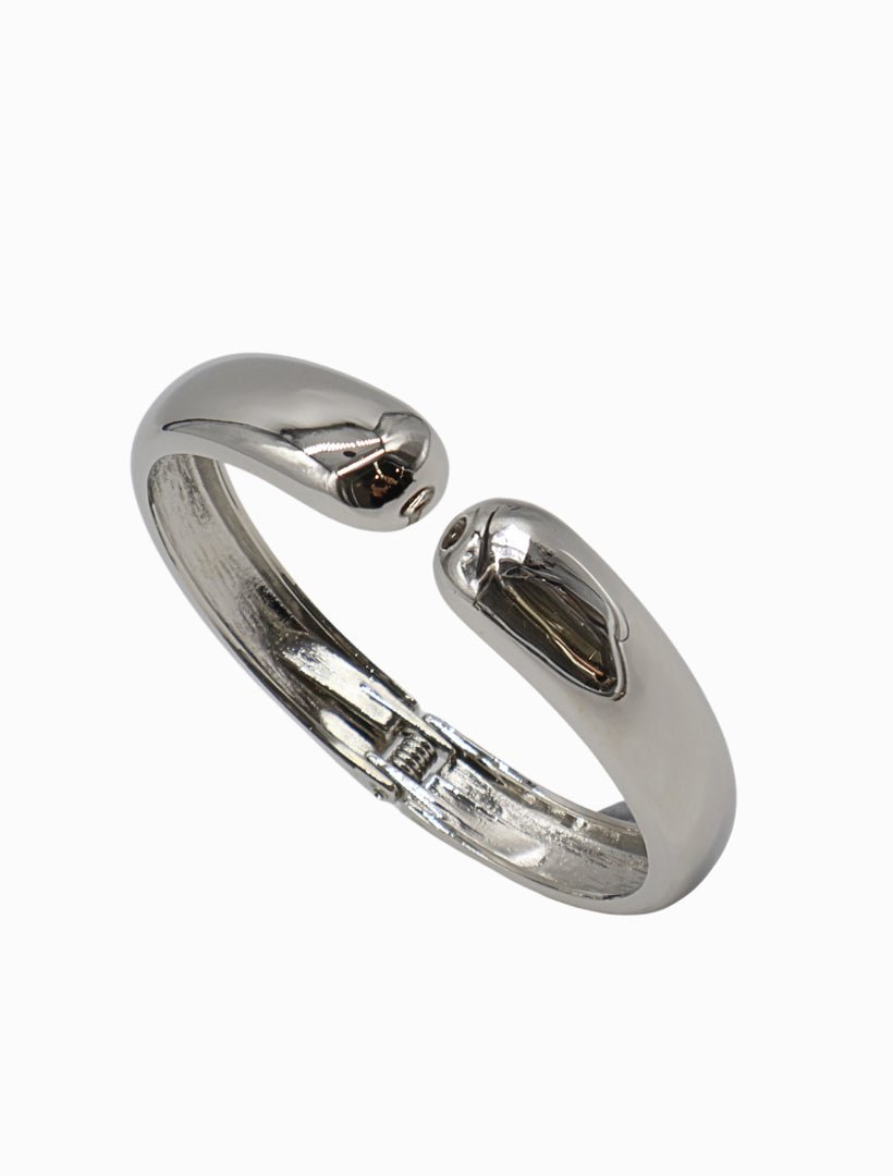 Tear Drop Hinge Bangle Silver - Zjoosh