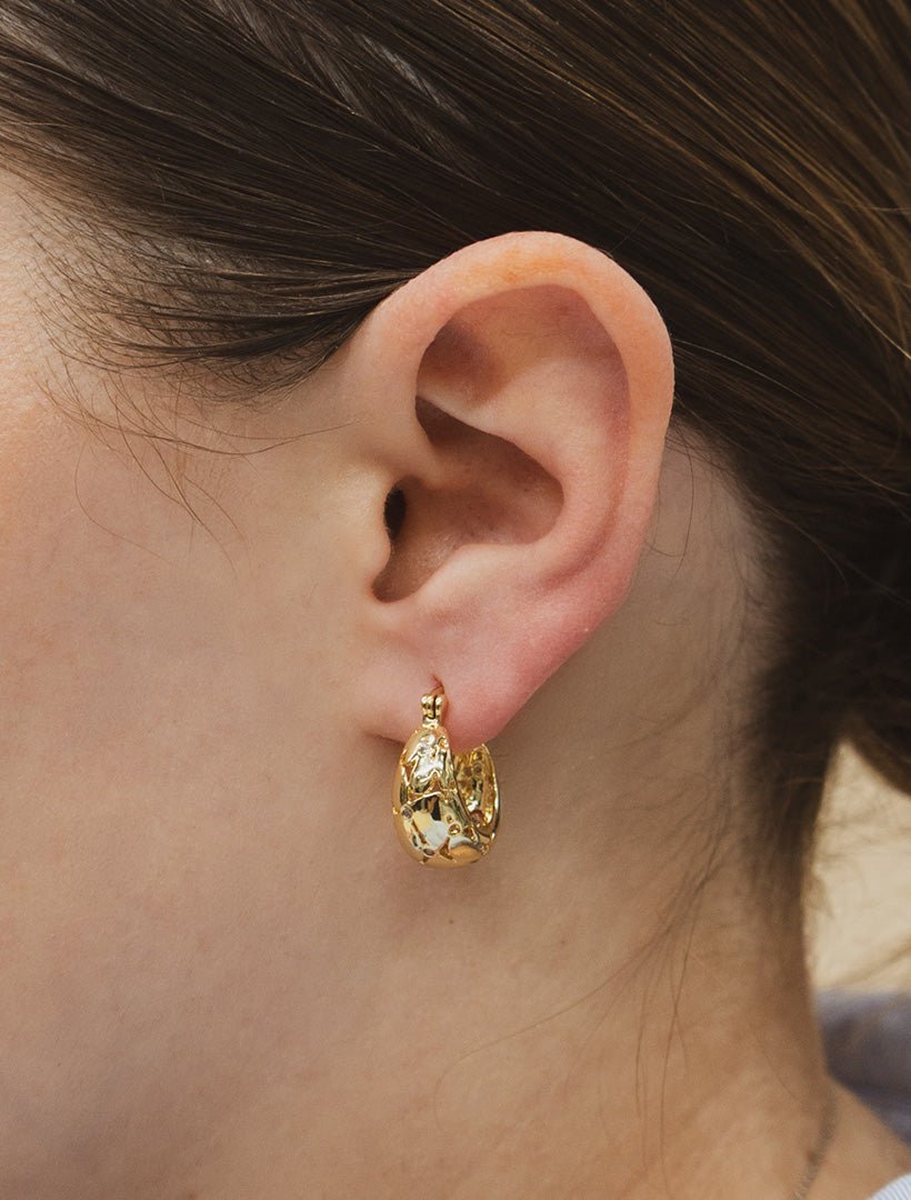 Tiny CZ Chunky Hoops Gold - Zjoosh
