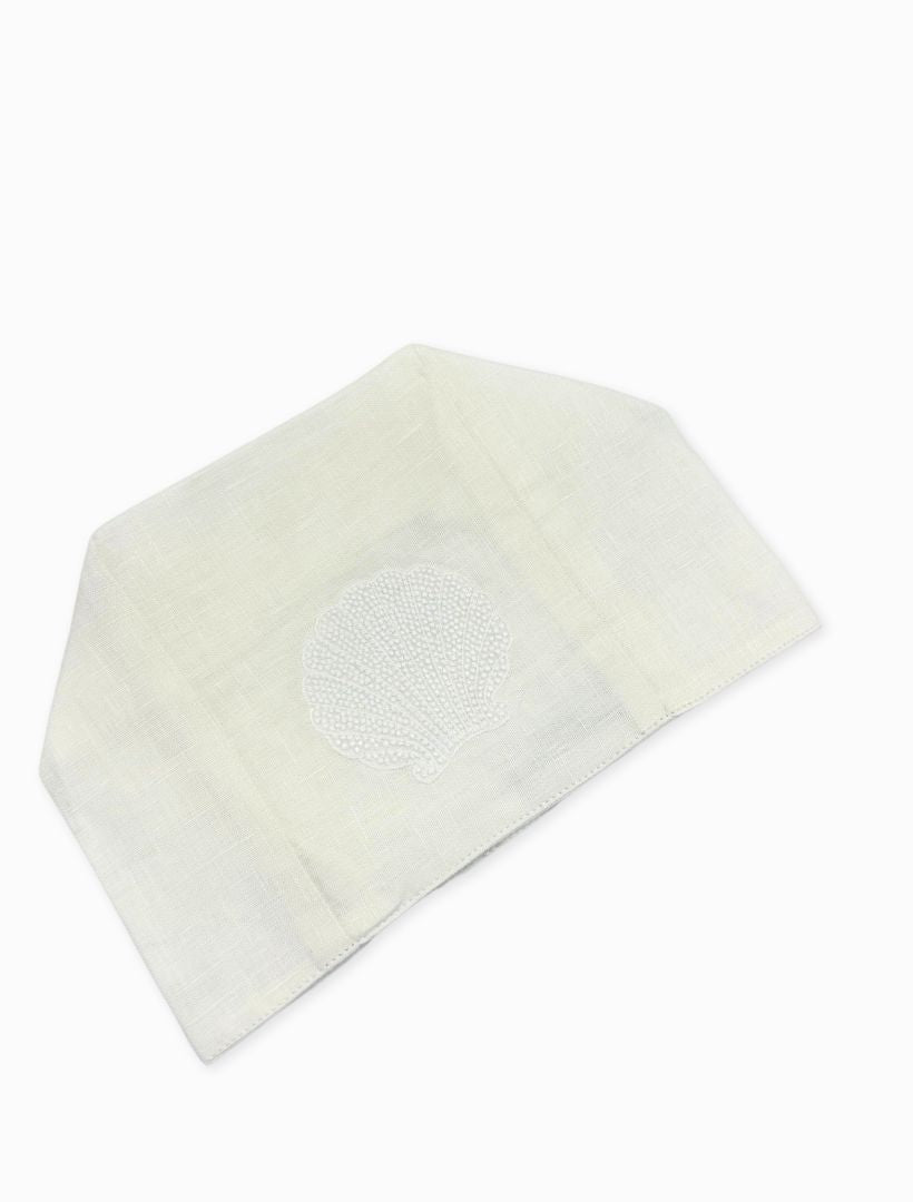White Linen Embroidered Tissue Box Cover Small