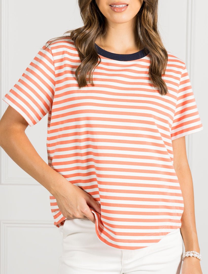 Tobi Striped Tee Tangelo - Zjoosh