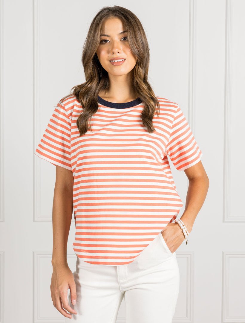 Tobi Striped Tee Tangelo - Zjoosh