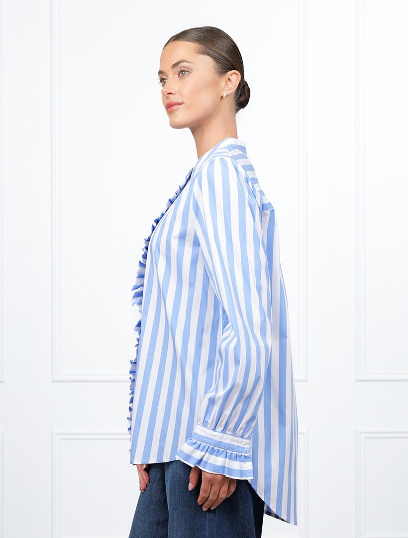 Tulip Wide Stripe Shirt Blue - Zjoosh