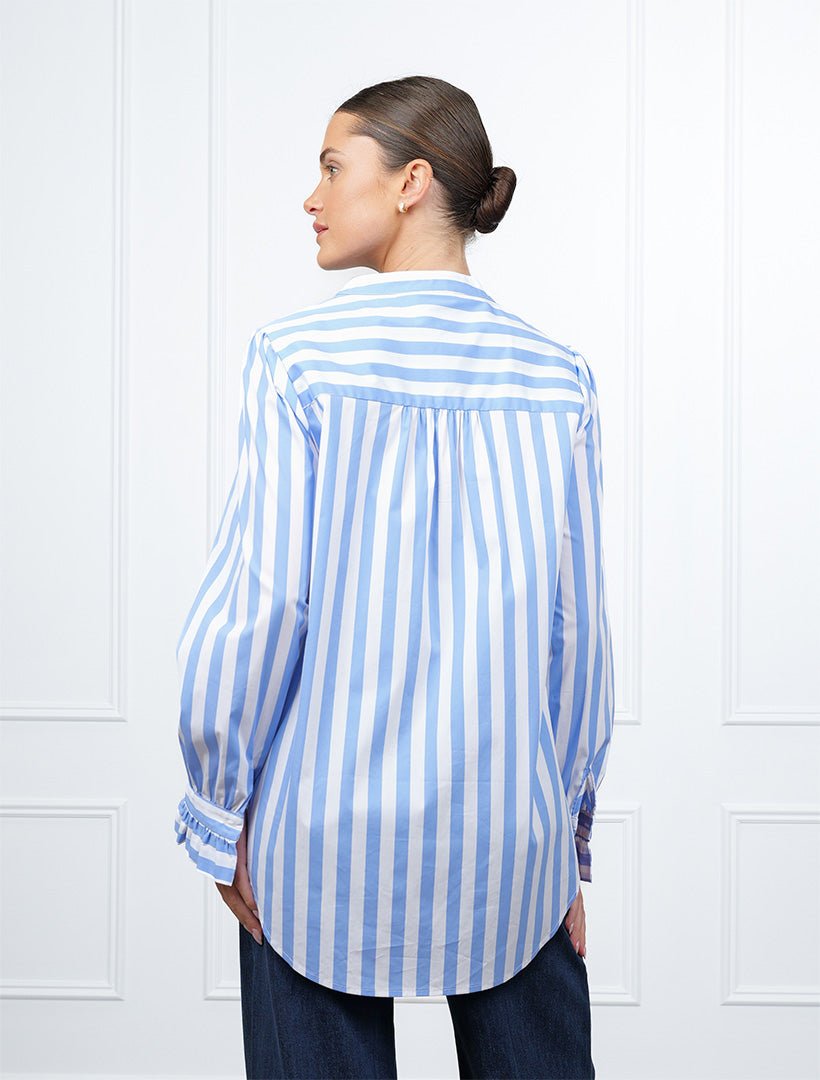 Tulip Wide Stripe Shirt Blue - Zjoosh