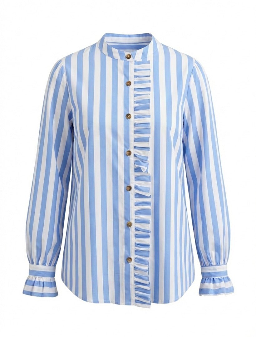 Tulip Wide Stripe Shirt Blue - Zjoosh