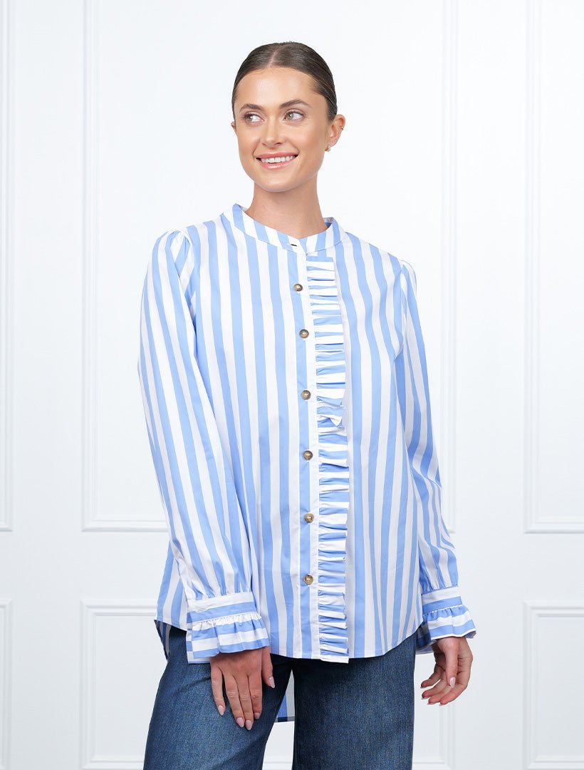 Tulip Wide Stripe Shirt Blue - Zjoosh