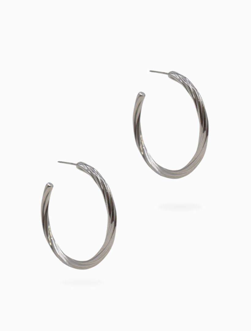 Twist Hoop Earrings Silver - Zjoosh