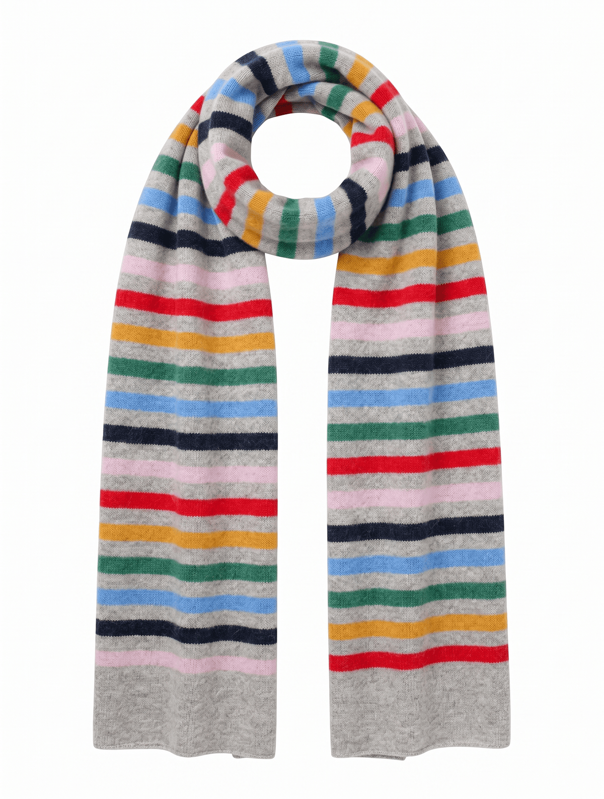 Valentina Cashmere Scarf Grey Base Multi Coloured - Zjoosh