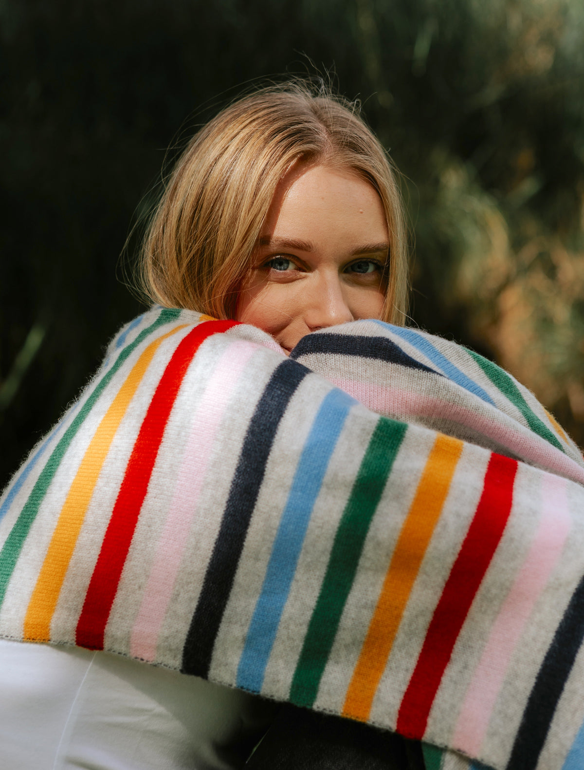 Valentina Cashmere Scarf Grey Base Multi Coloured - Zjoosh