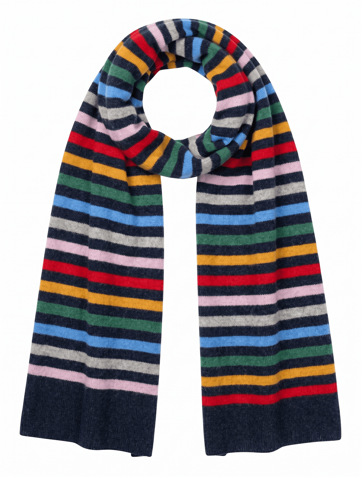 Valentina Cashmere Scarf Navy Base Multi Coloured - Zjoosh