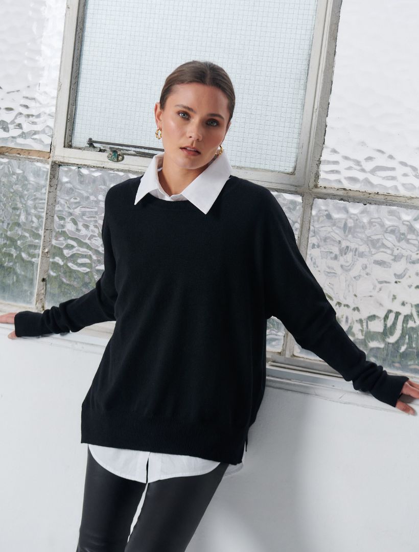 Vanessa Cashmere Jumper Black - Zjoosh