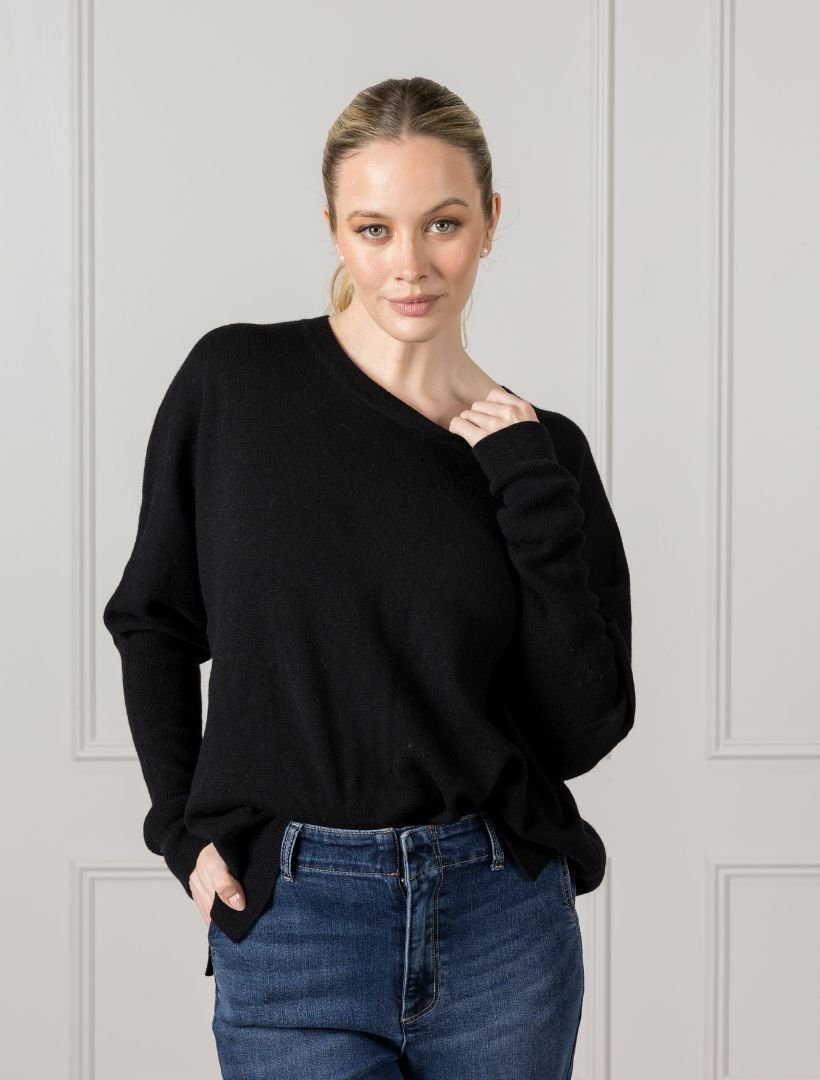 Vanessa Cashmere Jumper Black - Zjoosh