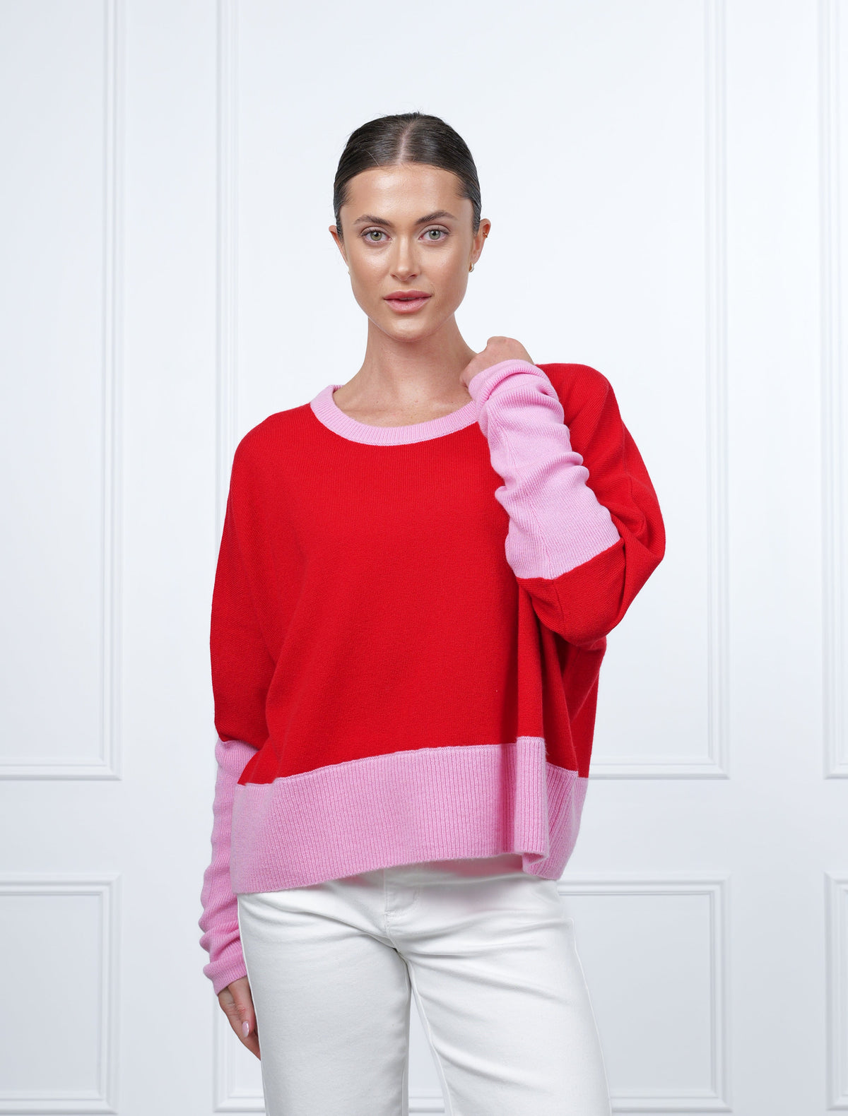 Vanessa Crop Knit Pink Red Free Size - Zjoosh