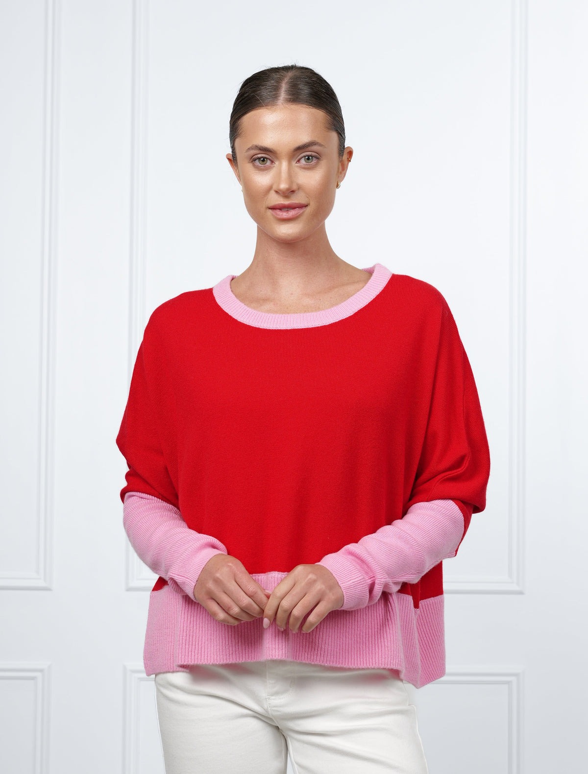 Vanessa Crop Knit Pink Red Free Size - Zjoosh