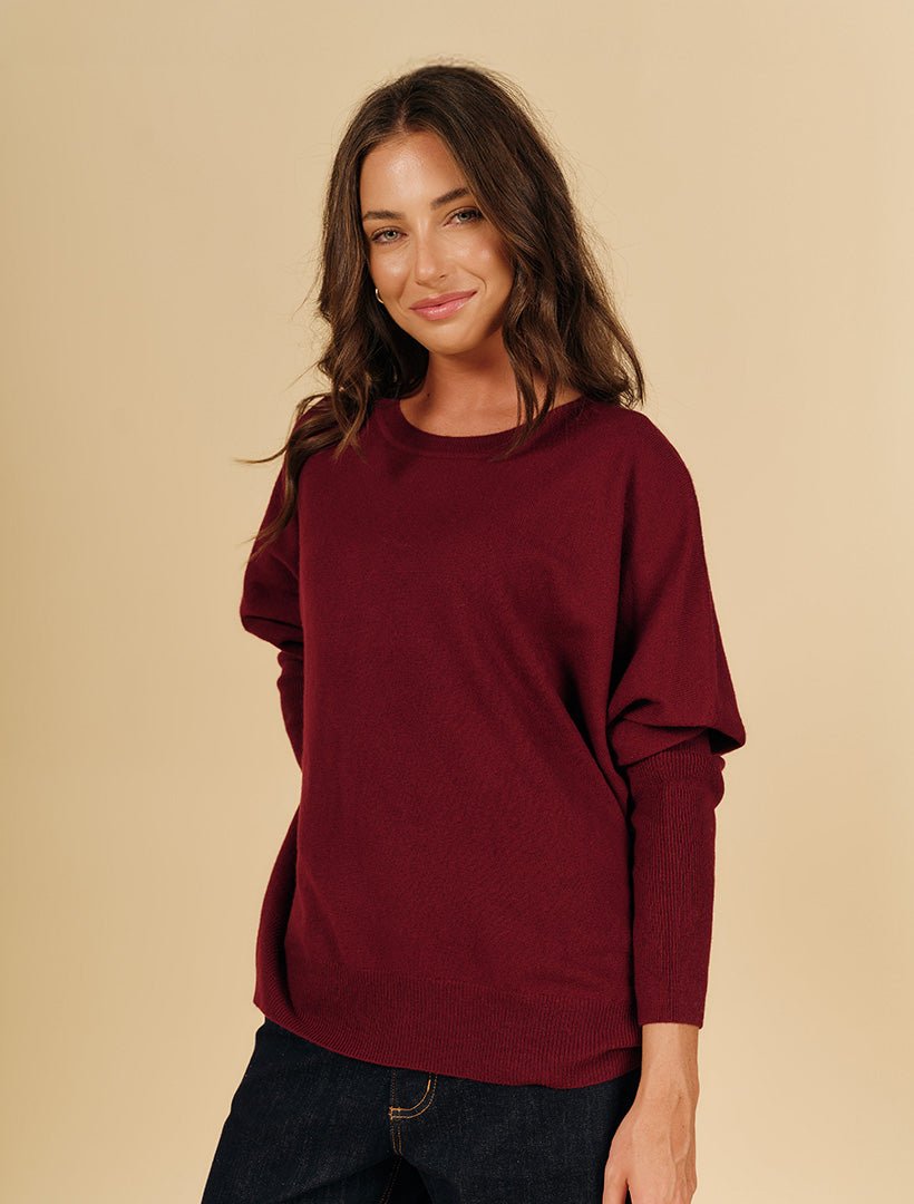 Vanessa Jumper Burgundy Free Size - Zjoosh