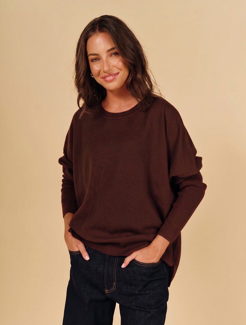 Vanessa Jumper Chocolate Free Size - Zjoosh