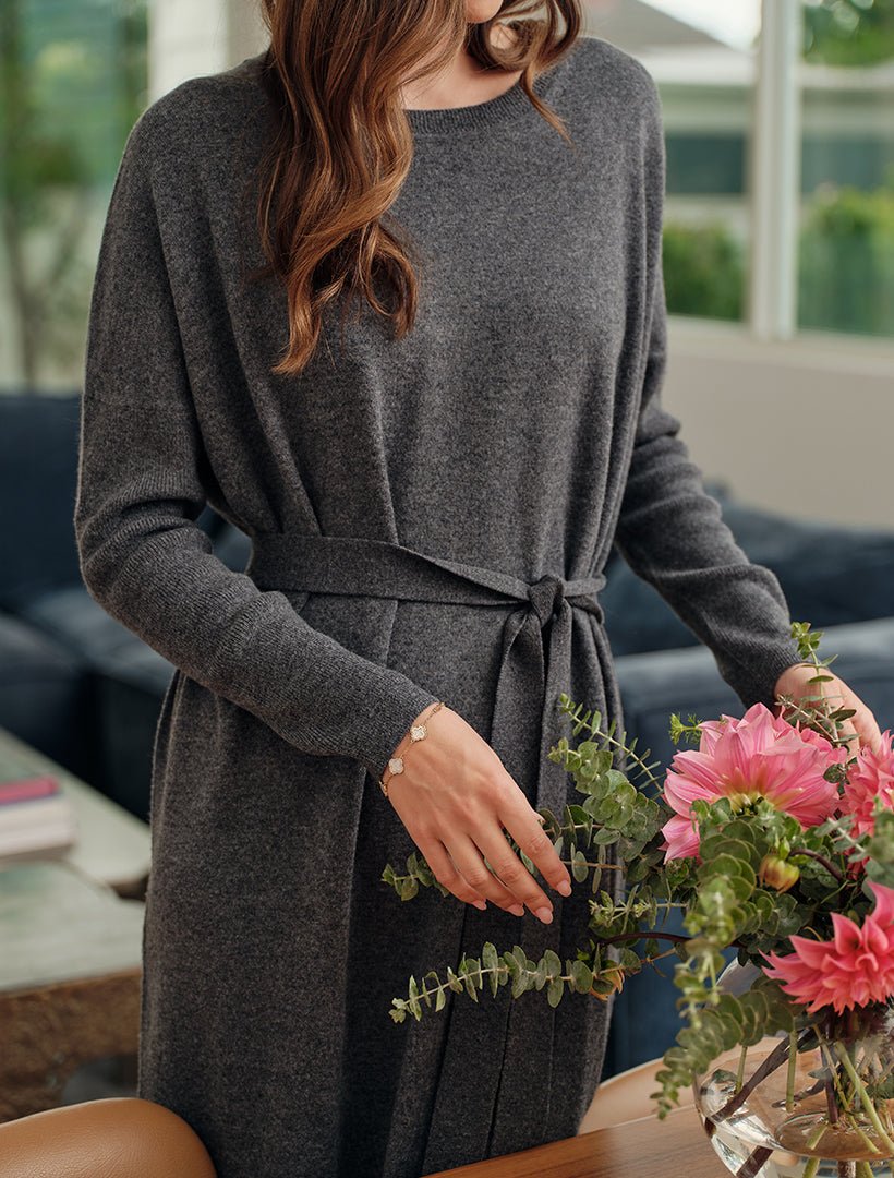 Vanessa Knit Dress Charcoal - Zjoosh